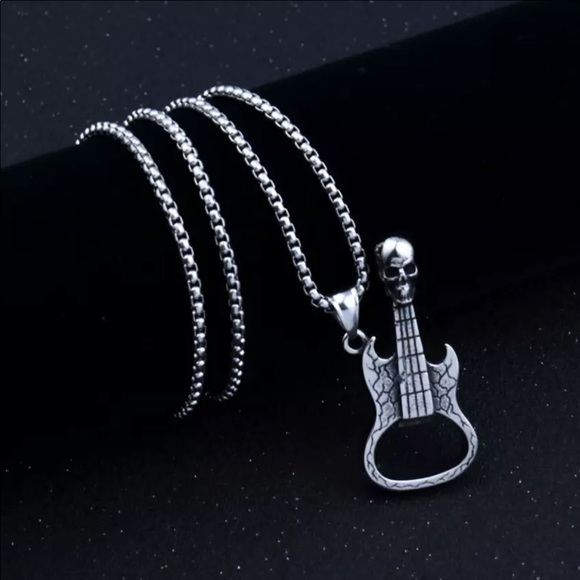 Skull guitar pendant Stainless steel chain - Picture 5 of 5